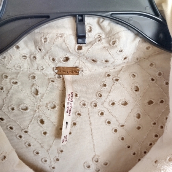 Free People Jumpsuit Set The Tone Utility Ivory Eyelet Lace  Elastic sz 10 - Picture 3 of 14